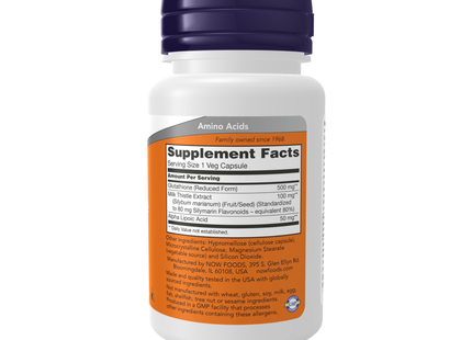 NOW - Glutathione 500 mg with Silymarin & ALA | 60 Capsules