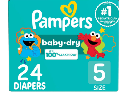 Pampers - Baby Dry Leakproof Diapers, Size 5 | 24 Diapers