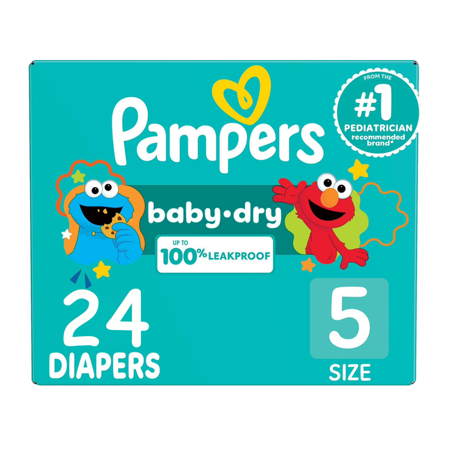 Pampers - Baby Dry Leakproof Diapers, Size 5 | 24 Diapers