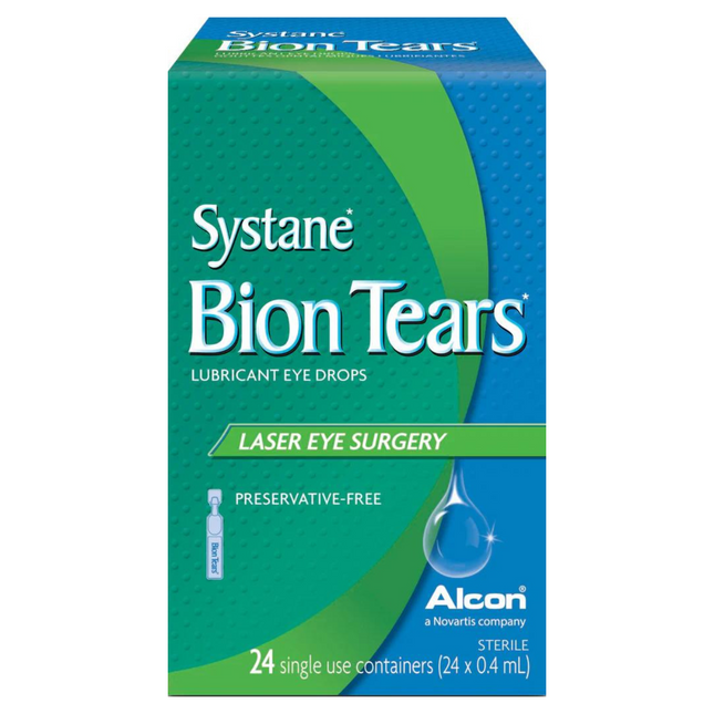 Systane - Gouttes oculaires lubrifiantes Bion Tears - Chirurgie oculaire au laser | 24 conteneurs à usage unique