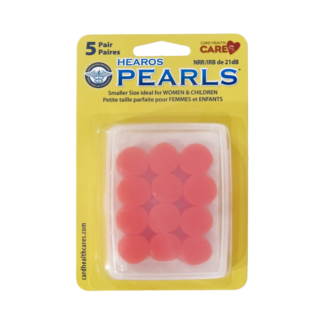 Hearos - Bouchons d'oreilles en silicone moulables Pearls, petit NRR 21 dB | 5 paires