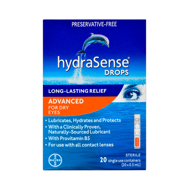 HydraSense - Soulagement longue durée pour les yeux secs, avancé | 20 x 0,5 ml