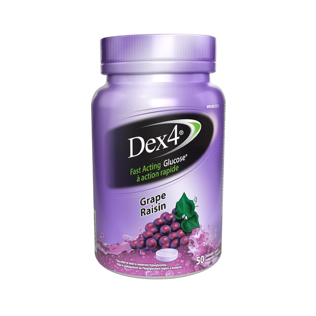 Dex4 - Comprimés de glucose - Raisin | 50 comprimés