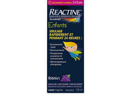 Reactine - Children's Liquid Allergy Medication - Grape Flavour | 118 mL