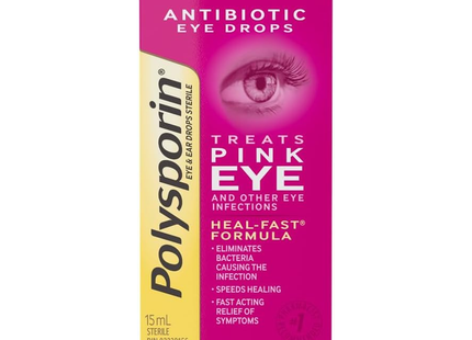 Polysporin - Antibiotic Eye Drops for Pink Eye | 15 mL