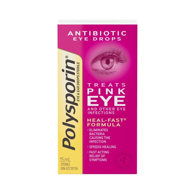 Polysporin - Gouttes antibiotiques pour les yeux roses | 15 ml