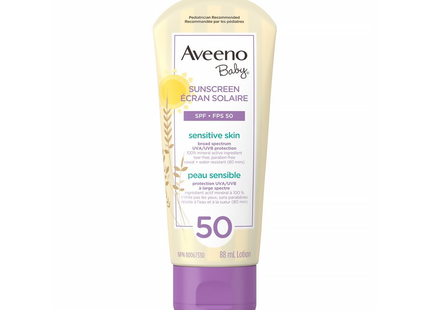 Aveeno Baby – Crème solaire pour peau sensible FPS 50 | 88 ml