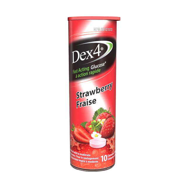 Dex4 - Comprimés de glucose, fraise | 10 comprimés
