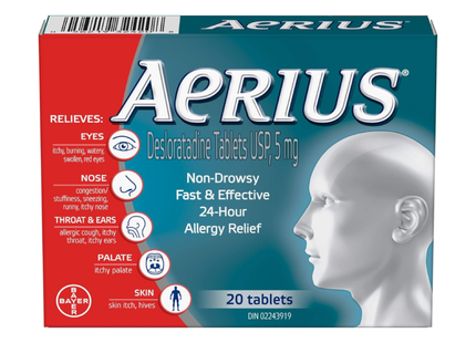 Aerius - Comprimés anti-allergies sans somnolence 24 h | 20 comprimés
