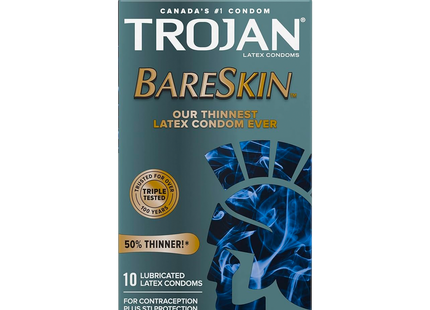 Préservatifs lubrifiés Trojan Bareskin | 10 comptes