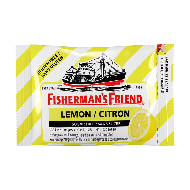 Fisherman's Friend - Pastilles pour la gorge sans sucre ni gluten - Citron | 22 pastilles