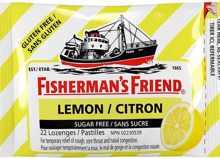 Fisherman's Friend - Sugar & Gluten Free Throat Lozenges - Lemon  | 22 lozenges