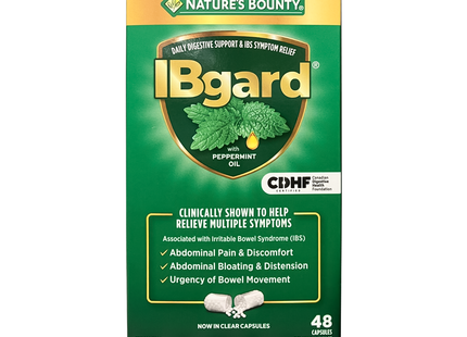 Nature's Bounty - IBgard avec huile de menthe poivrée pour le soutien digestif et le soulagement du SCI | 48 gélules