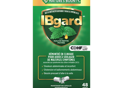 Nature's Bounty - IBgard avec huile de menthe poivrée pour le soutien digestif et le soulagement du SCI | 48 gélules