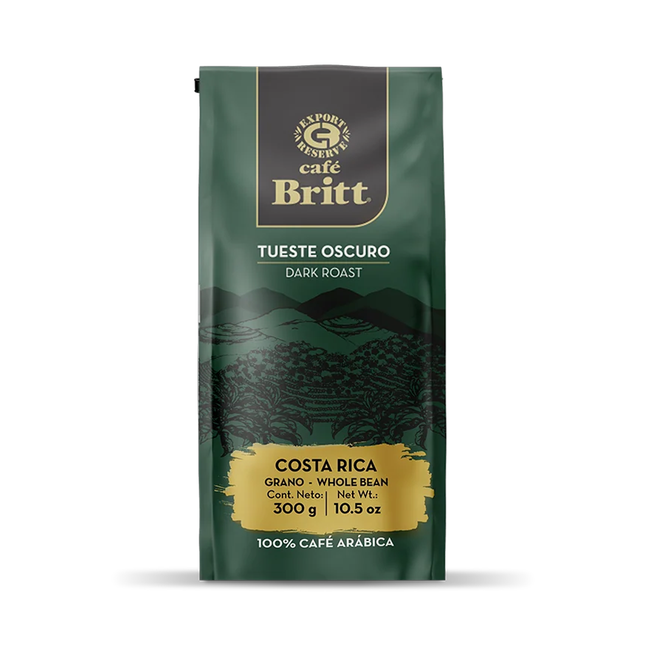 Café Britt - Grains de café entiers du Costa Rica à torréfaction foncée | 340 g