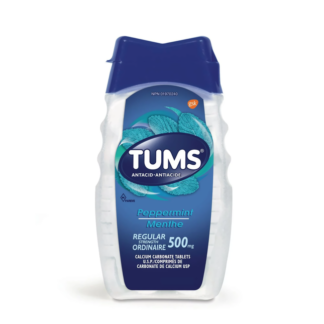 Tums - Regular Strength 500 mg - Antacid Tablets - Peppermint Flavour | 150 Count