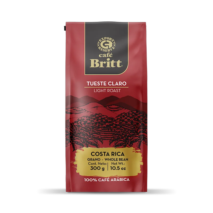 Cafe Britt - Costa Rican Light Roast Whole Bean Coffee | 300 g