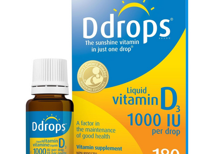 Ddrops - Liquid Vitamin D3 Supplement - 1000 IU | 180 Drops