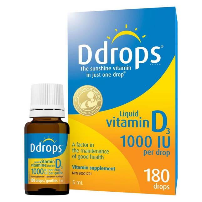 Ddrops - Supplément liquide de vitamine D3 - 1000 UI | 180 gouttes