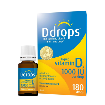 Ddrops - Liquid Vitamin D3 Supplement 1000 IU | 180 Drops