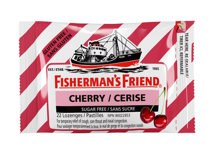 Fisherman's Friend - Sucrose Free Throat Lozenges - Cherry Flavour | 22 lozenges