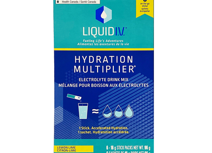 Liquid IV - Boisson électrolytique multiplicatrice d'hydratation, citron-citron vert | 6 sachets