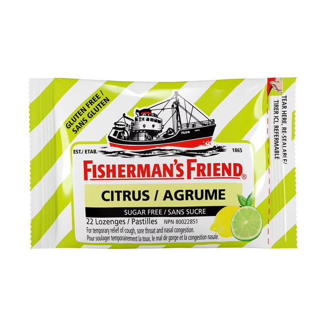 Fisherman's Friend - Sugar & Gluten Free Throat Lozenges - Citrus Flavour | 22 Lozenges