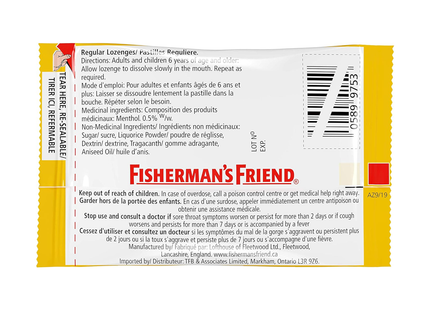 Fisherman's Friend - Gluten Free Throat Lozenges - Regular Flavour | 22 lozenges