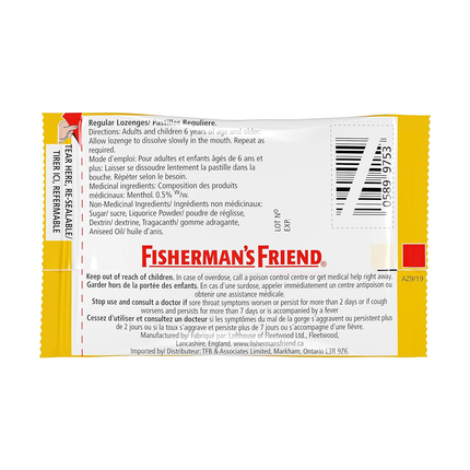 Fisherman's Friend - Pastilles pour la gorge sans gluten - Classique à la réglisse | 22 Pastilles