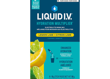 Liquid IV - Boisson électrolytique multiplicatrice d'hydratation, citron-citron vert | 6 sachets