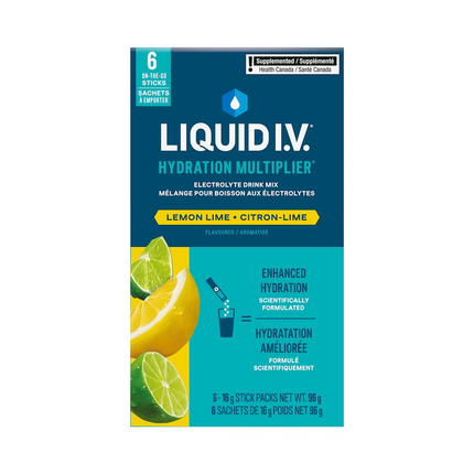 Liquid IV - Poudre pour boisson électrolytique Hydration Multiplier, Citron-Lime | 16 g x 6 sachets
