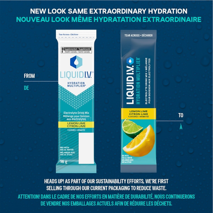Liquid IV - Poudre pour boisson électrolytique Hydration Multiplier, Citron-Lime | 16 g x 6 sachets