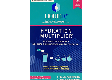 Liquid IV - Hydration Multiplier Electrolyte Drink Mix, Passion Fruit | 6 Packs