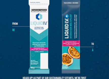 Liquid IV - Boisson électrolytique multiplicatrice d'hydratation, fruit de la passion | 6 sachets
