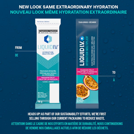 Liquid IV - Mélange pour boisson électrolytique Hydration Multiplier, Fruit de la passion | 16 g x 6 sachets