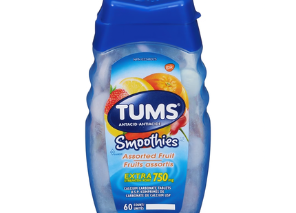 Tums - Comprimés antiacides extra-forts 750 mg - Boîte de 60, saveurs fruits assorties