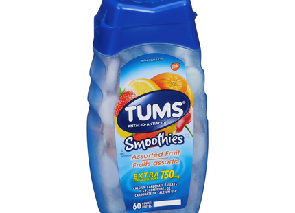 Tums - Comprimés antiacides extra-forts 750 mg - Boîte de 60, saveurs fruits assorties