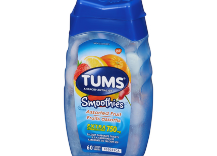 Tums - Comprimés antiacides extra-forts 750 mg - Boîte de 60, saveurs fruits assorties