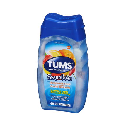 Tums - Extra Strength 750 mg Antacid Tablets - Assorted Fruit Smoothies | 60 Count