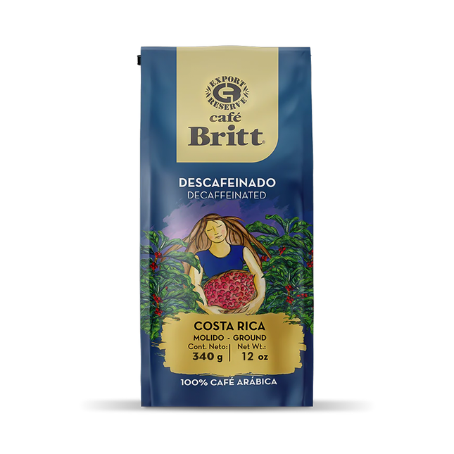 Café Britt - Café moulu décaféiné 100 % Arabica | 340 g