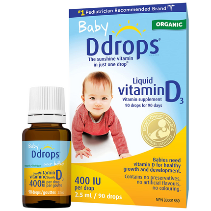 Ddrops - Supplément liquide de vitamine D3 pour bébé - 400 UI | 90 gouttes