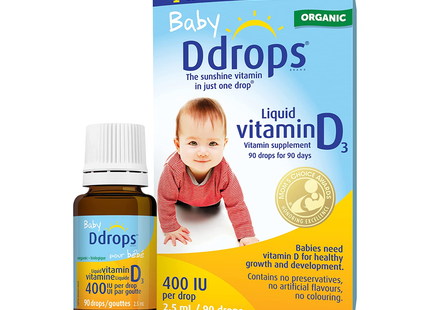 Ddrops - Supplément liquide de vitamine D3 pour bébé - 400 UI | 90 gouttes