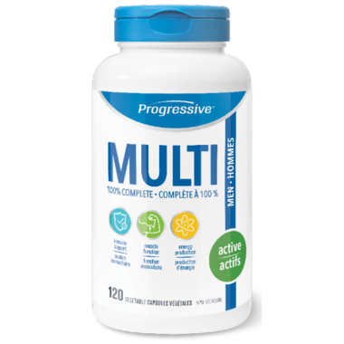 Progressif - Multivitamines 100 % complètes pour hommes - Actif | 120 Gélules Végétales