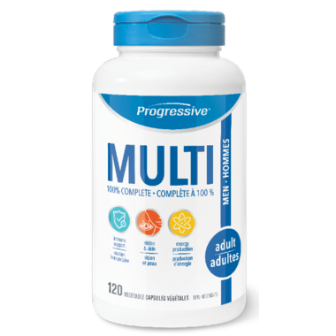 Progressif - Multivitamines 100 % complètes - Pour hommes adultes | 120 Gélules Végétales*