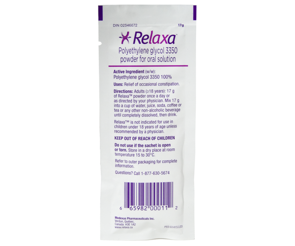 Relaxa - Polyethylene Glycol 3350 1 Pack | 17 g – White Cross E-Store