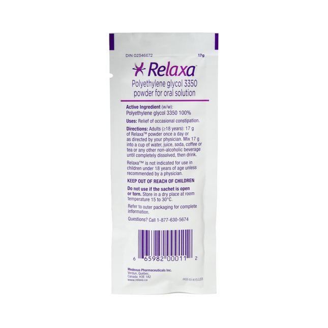 Relaxa - Polyéthylène Glycol 3350 1 Paquet | 17g