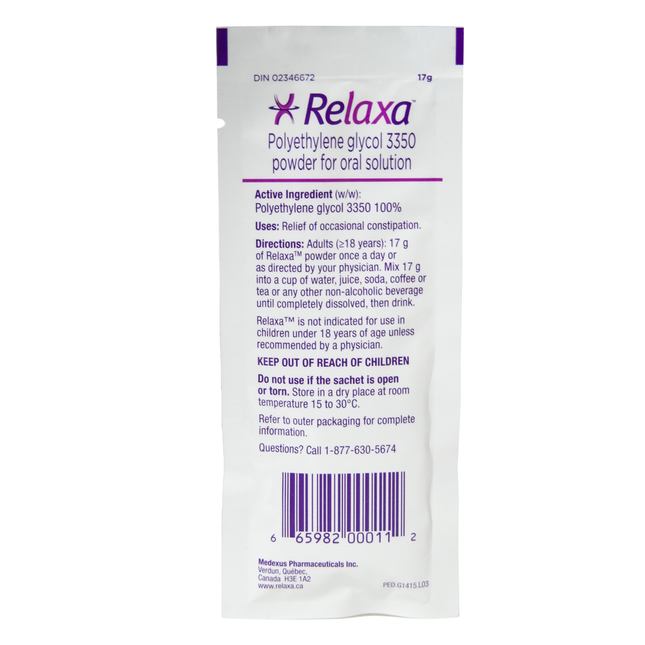 Relaxa - Polyéthylène Glycol 3350 1 Paquet | 17g