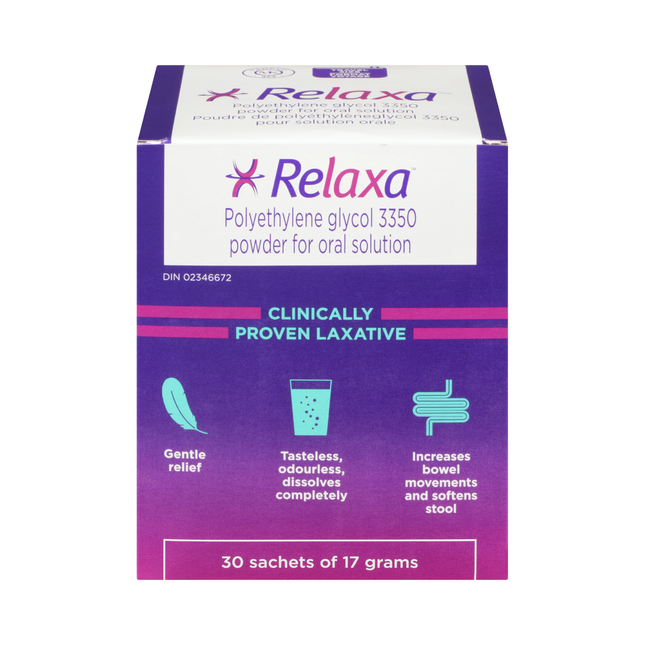 Relaxa Laxatif Polyéthylène Glycol 3350 Poudre format voyage | 30x17g