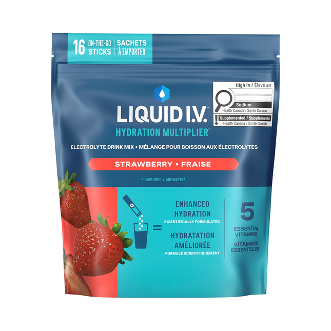 Liquid IV - Préparation pour boisson électrolytique, fraise | 16 x 16 g