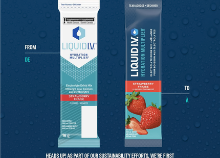 Liquid IV - Préparation pour boisson électrolytique, fraise | 16 x 16 g